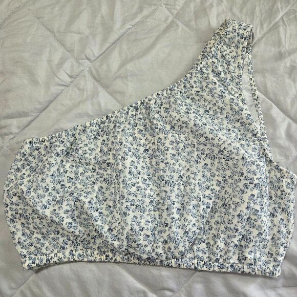 NWT AMERICAN EAGLE OUTFITTERS DITSY FLORAL 1 SHOULDER CROP TOP SIZE M - Picture 1 of 11
